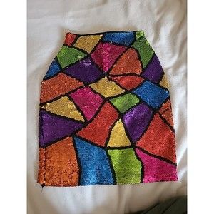 Vintage Casual Corner SEQUIN skirt YEARS EVE HOLIDAY  RARE ROCKSTAR NOS sx 6